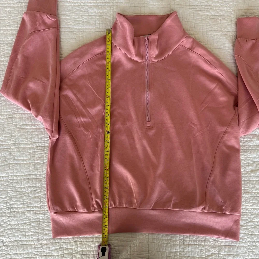 Womens Pink 2‎ Piece Sweatsuit Set Quarter Zip Joggers EcoCosy Large NWT Soft
